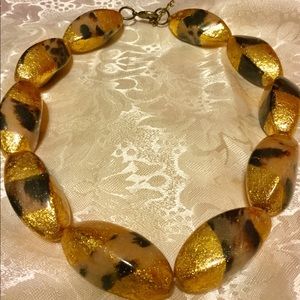Bold Statement Gold & Black Color Nugget Necklace
